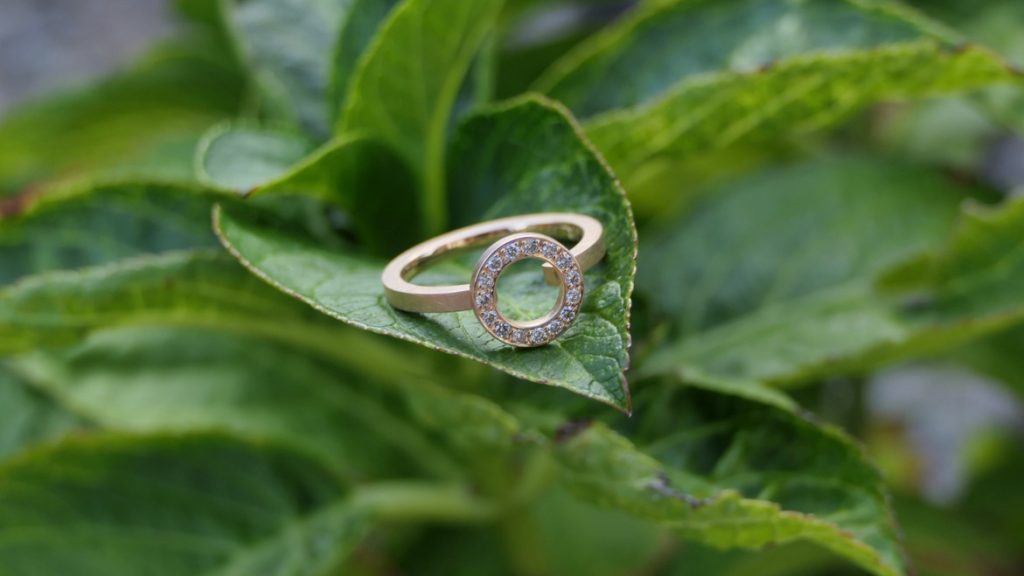 Ring auf grünem Blatt